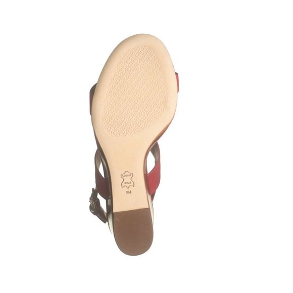 NIB Tory Burch Mini Benton Red Apple Kid Suede Wedge Sandals $298 - Picture 4 of 10